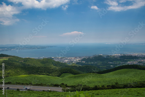 A view of the Beppu Bay from Jumonji Viewpoint.  Ooita, Japan　  
