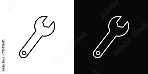 Wrench icon outline pictogram isolated on white. Vector Icon shape.
