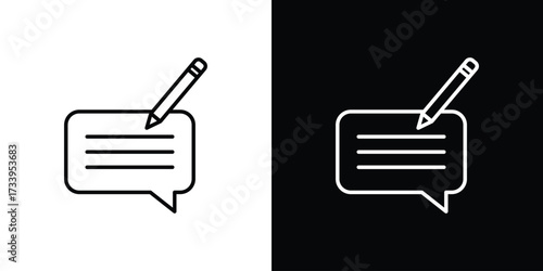 Write comment icon outline pictogram isolated on white. Vector Icon shape.
