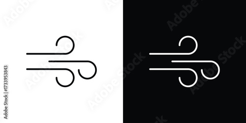 Wind icon outline pictogram isolated on white. Vector Icon shape.