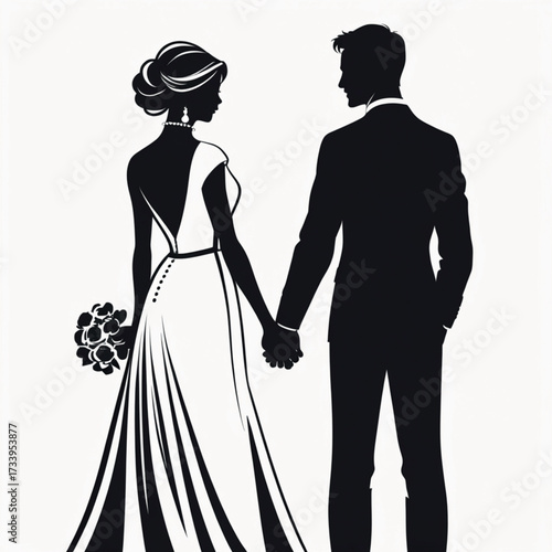 silhouette of a bride and groom