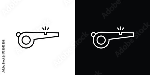 Whistle icon outline pictogram isolated on white. Vector Icon shape.