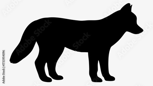 Striking black silhouette of a wild canine creature standing alert, perfect for nature designs.