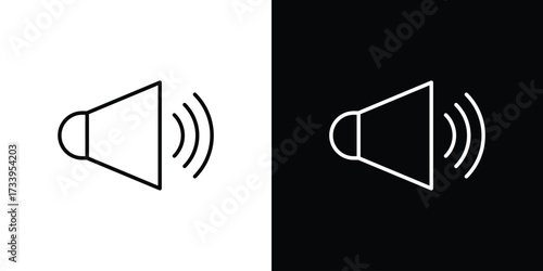Volume icon outline pictogram isolated on white. Vector Icon shape.