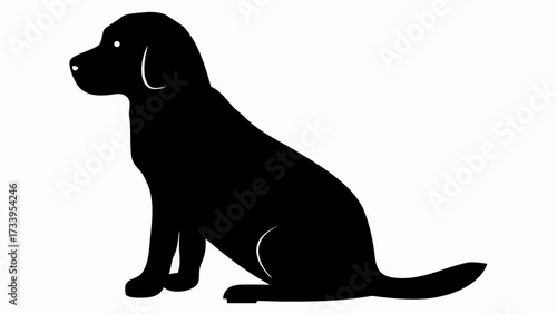Loyal black dog silhouette sits patiently, perfect for branding, design, and pet-related themes