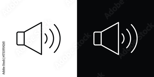 Volume icon outline pictogram isolated on white. Vector Icon shape.