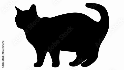 Elegant black cat silhouette poised gracefully, capturing mystery and charm for modern designs
