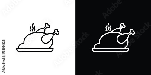 Turkey icon outline pictogram isolated on white. Vector Icon shape.