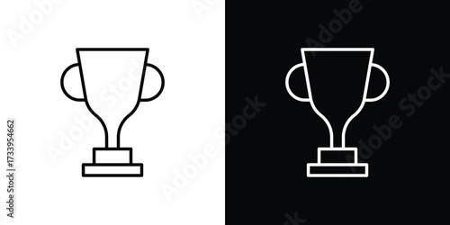 Trophy icon outline pictogram isolated on white. Vector Icon shape.