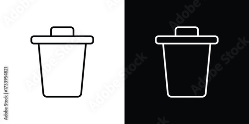 Trash icon outline pictogram isolated on white. Vector Icon shape.