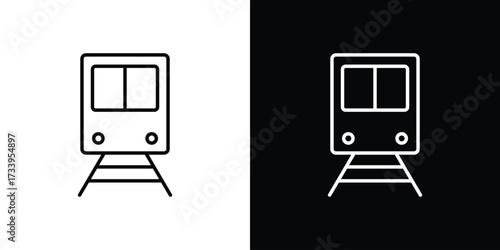 Train icon outline pictogram isolated on white. Vector Icon shape.