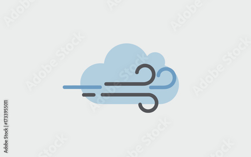 Illustration of a blue cloud with wind symbols, representing breezy weather conditions.