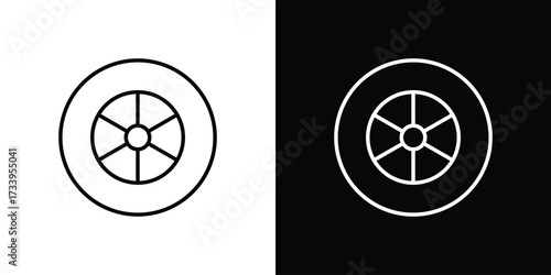 Tire icon outline pictogram isolated on white. Vector Icon shape.