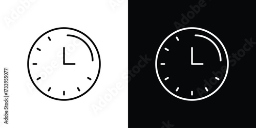 Time quarter past icon outline pictogram isolated on white. Vector Icon shape.