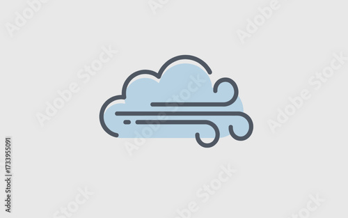 A simple illustration of a cloud with wind lines, representing windy weather conditions.