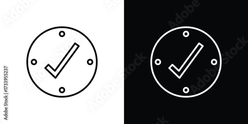 Time check icon outline pictogram isolated on white. Vector Icon shape.