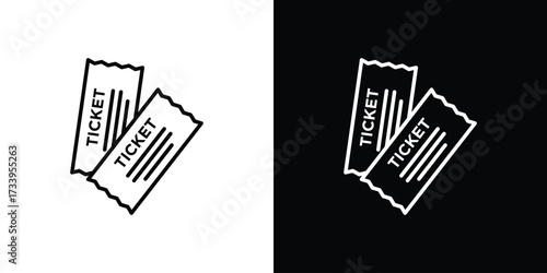 Ticket icon outline pictogram isolated on white. Vector Icon shape.