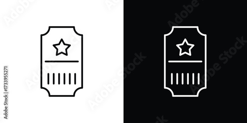 Ticket icon outline pictogram isolated on white. Vector Icon shape.