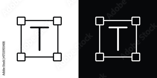 Text icon outline pictogram isolated on white. Vector Icon shape.