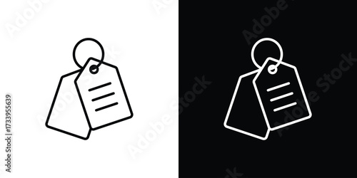 Tags icon outline pictogram isolated on white. Vector Icon shape.