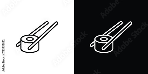 Sushi icon outline pictogram isolated on white. Vector Icon shape.