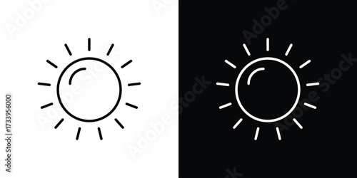 Sun icon outline pictogram isolated on white. Vector Icon shape.