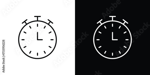 Stopwatch icon outline pictogram isolated on white. Vector Icon shape.