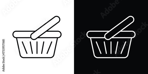 Shopping basket icon outline pictogram isolated on white. Vector Icon shape.