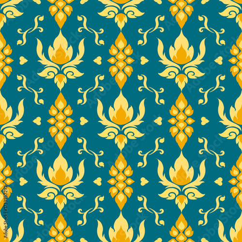 Classic Damask Seamless Pattern Vector Illustration Elegant Vintage Floral carpet Luxury cloth Home Decoration