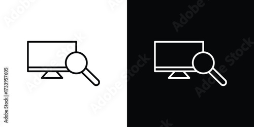 Search online icon outline pictogram isolated on white. Vector Icon shape.