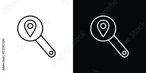Search Location icon outline pictogram isolated on white. Vector Icon shape.