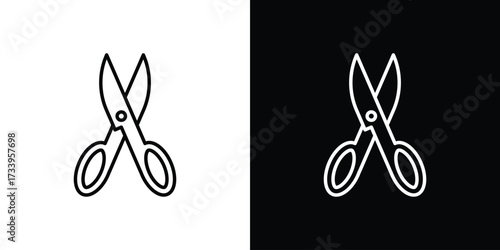 Scissors icon outline pictogram isolated on white. Vector Icon shape.