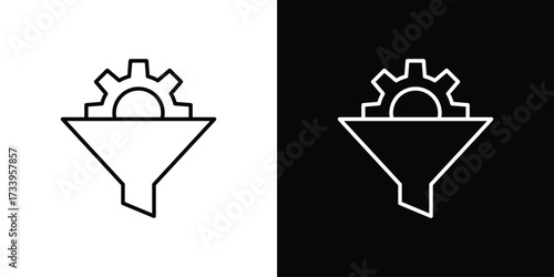 Sales funnel icon outline pictogram isolated on white. Vector Icon shape.