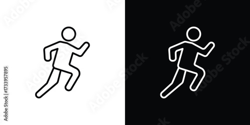 Running icon outline pictogram isolated on white. Vector Icon shape.