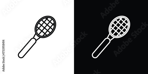 Racquet icon outline pictogram isolated on white. Vector Icon shape.
