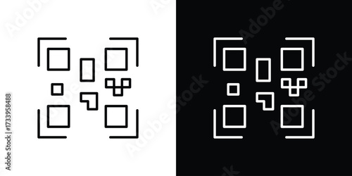 Qrcode icon outline pictogram isolated on white. Vector Icon shape.