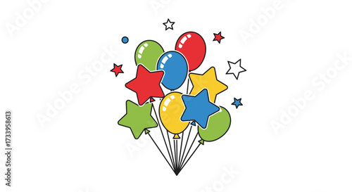 Delightful Celebration: Whimsical Balloons and Stars for Festive Occasions and cheerful moments