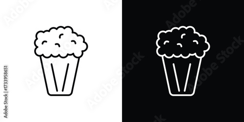 Popcorn icon outline pictogram isolated on white. Vector Icon shape.
