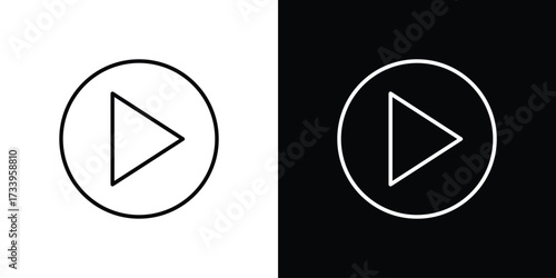 Play icon outline pictogram isolated on white. Vector Icon shape.
