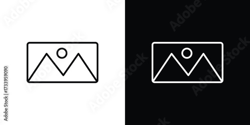 Picture icon outline pictogram isolated on white. Vector Icon shape.
