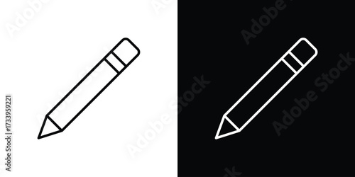 Pencil icon outline pictogram isolated on white. Vector Icon shape.