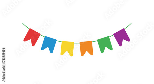 Vibrant celebratory bunting decoration with rainbow colors to brighten party events