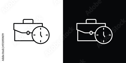 Office time icon outline pictogram isolated on white. Vector Icon shape.