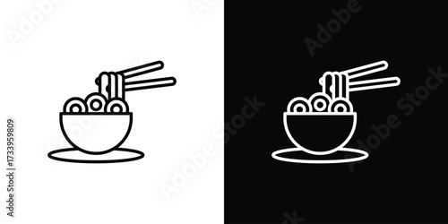 Noodles icon outline pictogram isolated on white. Vector Icon shape.