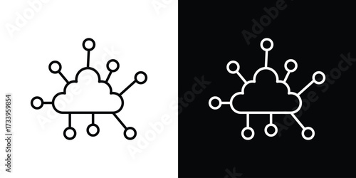 Network cloud icon outline pictogram isolated on white. Vector Icon shape.