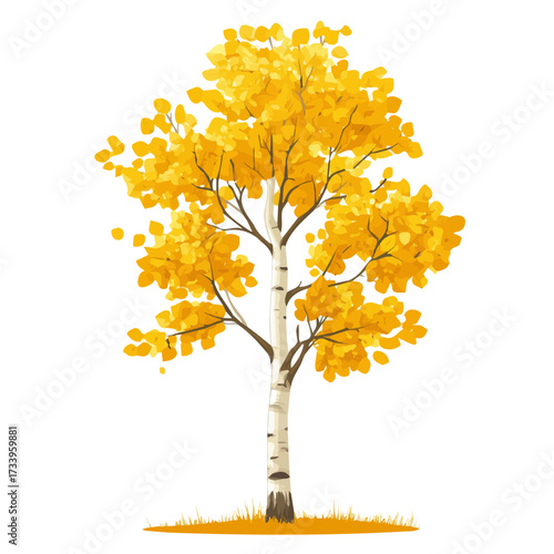 2D flat vector illustration of a Aspen Tree in icon style, isolated on white background