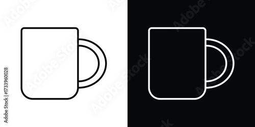 Mug icon outline pictogram isolated on white. Vector Icon shape.