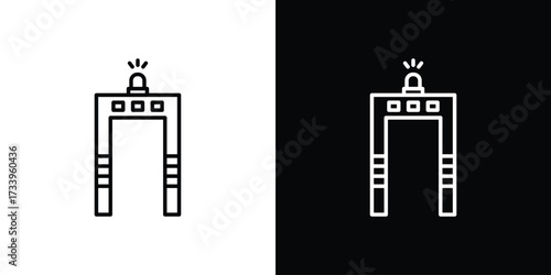 Metal detector icon outline pictogram isolated on white. Vector Icon shape.