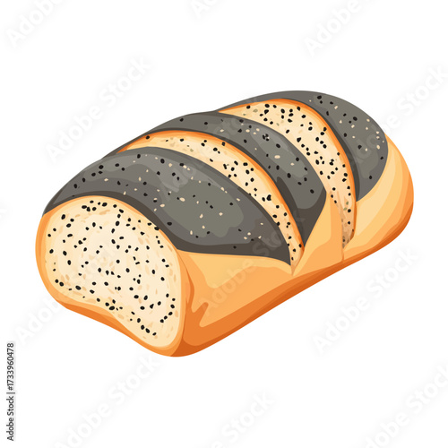 Minimal flat vector of a Poppy Seed Roll, 2D icon-style illustration on white background