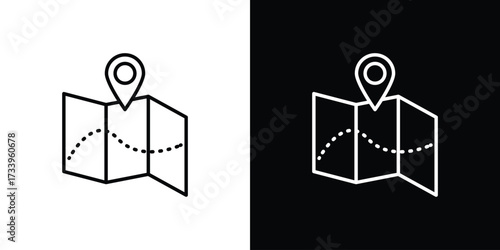 Map icon outline pictogram isolated on white. Vector Icon shape.